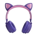 thumbnail image 2 of Cat Ear Headphone 3D LED Light Wireless Bluetooth 5.0 Foldable Headsets with MicrophonePurple, 2 of 8