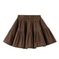 thumbnail image 4 of ATOGUTA School Skirts Girls Casual Mini Flare Pleated Stretch Waist Skater Dance Party School Uniform Skirts Size 5T-15, Brown, 4 of 6