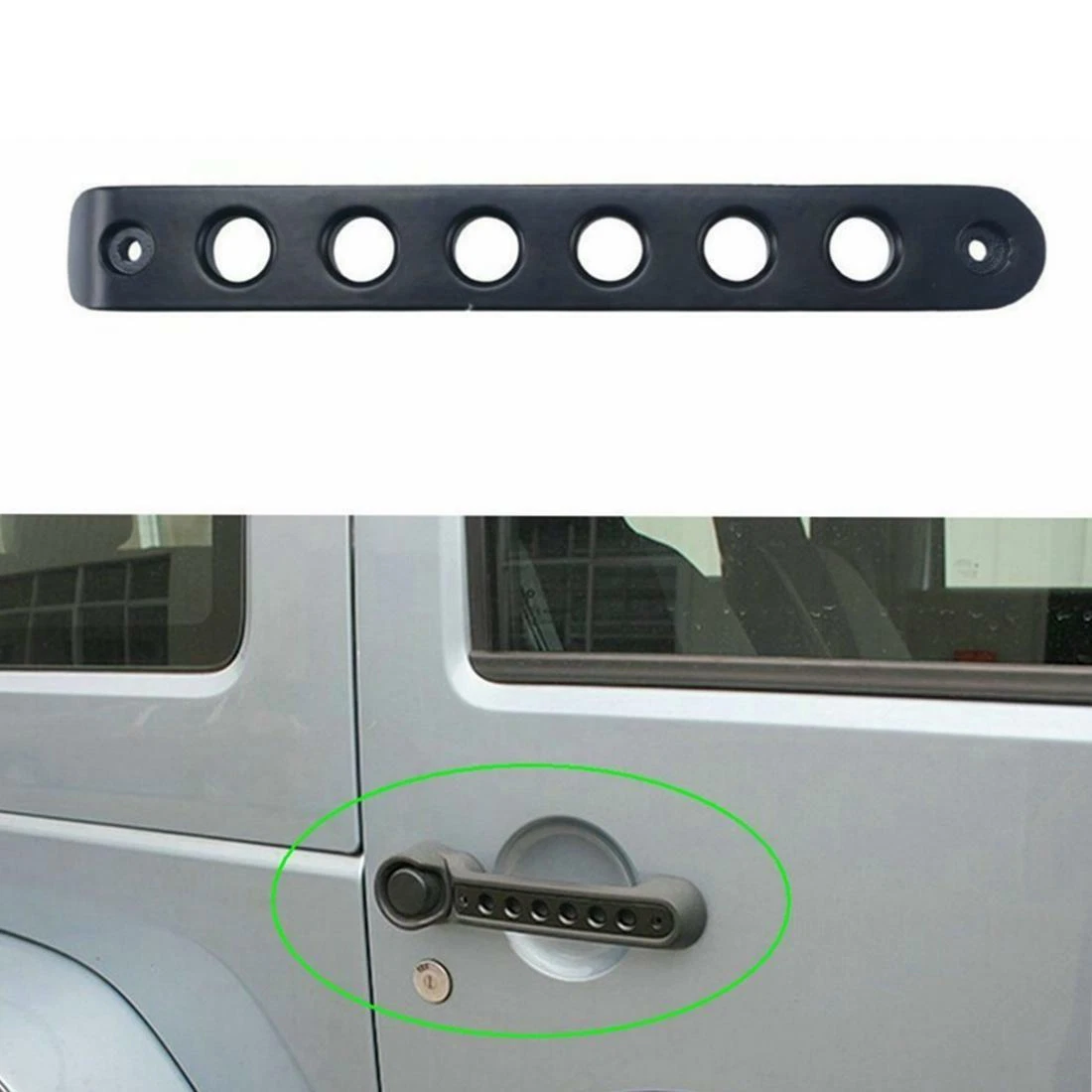 Side Door Handle Inserts Cover Trim Fits for Jeep Wrangler Accessories JK JKU Liberty Sahara & Unlimited 2007-2018 Exterior Grab Handles Pull JK Mods Decoration(Aluminum Black, 5PCS)
