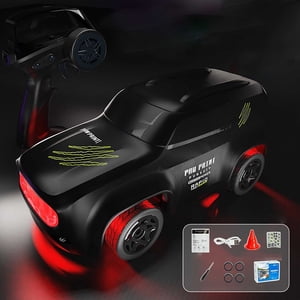 Riforla Newest 2.4 Modèle de course à distance de drift de bureau à haute vitesse avec éclairage concurrentiel & Tail Tricks Remote Control Car Black