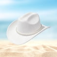 thumbnail image 2 of BRICH Womens Pearl Hat Shiny Cowboy Wide Brim Hat Party Hats White One Size, 2 of 3
