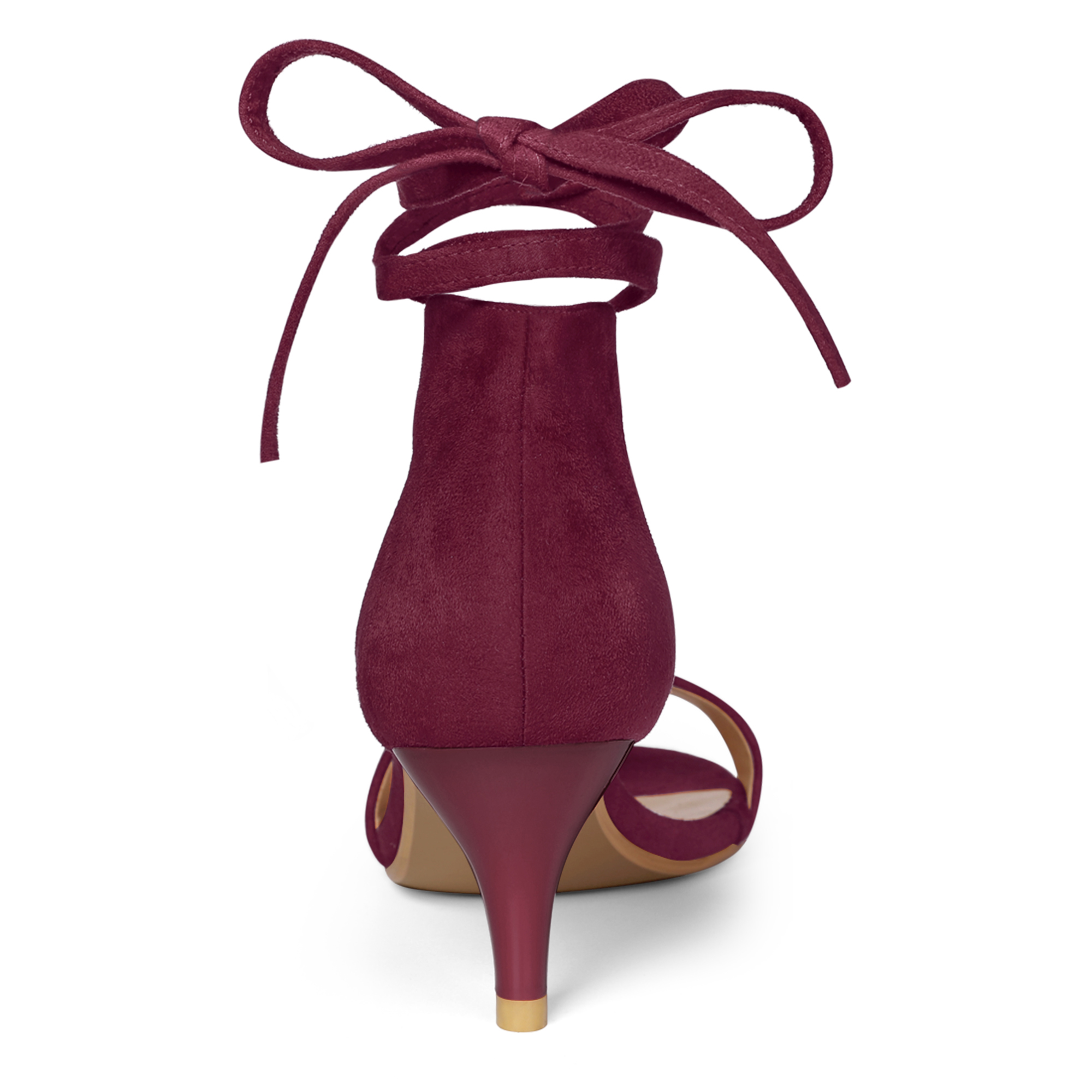 DARING DIVA Women's Casual Stylish Lace Up Black Sandals with Kitten Heel Burgundy 10