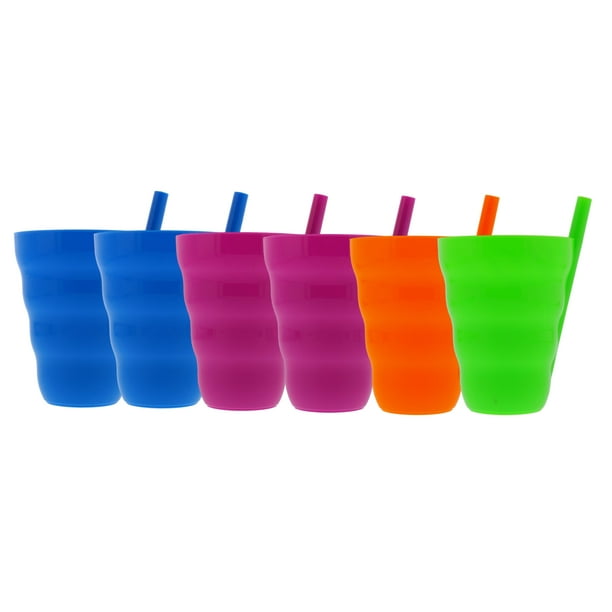 SipACup with Built In Straw For Kids, 10oz Purple, Blue, Green, Orange (6 Pack) Walmart