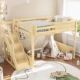 thumbnail image 4 of Harper & Bright Designs Full Size Loft Bed with Built-in Wardrobe and Shelves, Wood Loft Bed with Full-length Guardrails and Stairs, Natural, 4 of 12