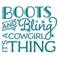 thumbnail image 4 of Boots & Bling It’S A Cowgirl Thing Western Wall Decal Quotes For Girls Room, Teal, 23x19-Inch, 4 of 4