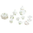 thumbnail image 2 of FAGINEY Dollhouse Kitchen Accessories, Clover Pattern Design Smoothly Miniature Ware Porcelain Tea Set Decorative For Dollhouse, 2 of 8