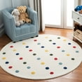 thumbnail image 2 of SAFAVIEH Kids Colorful Polka Dots Area Rug, Ivory, 5' x 5' Round, 2 of 7