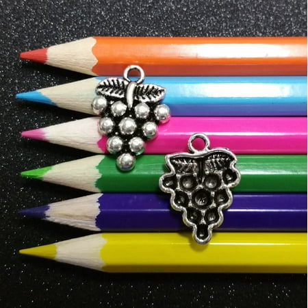 - 10 PCS - Grapes Fruit Food Silver Charm Pendant C0179