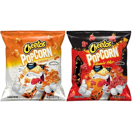 Cheetos Popcorn Variety Pack Cheddar & Flamin Hot 0.625 oz 40 Count (( best by 12/17/24 ))
