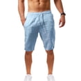 thumbnail image 2 of Mens Cotton Linen Athletic Shorts Elastic Waistband Sleep Lounge Short Lightweight Sport Short Pants with Pocket, 2 of 2