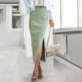 thumbnail image 4 of Women's High Waisted Button Split Rib Knit Long Wear to Work Pencil Skirt Solid Color Elegant Formal Midi Skirts, 4 of 7