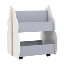 Resenkos Kids Wooden Bookshelf with Universal Wheels-Gray, Kids Toy Storage for Kids, Boys, Girls, Nursery