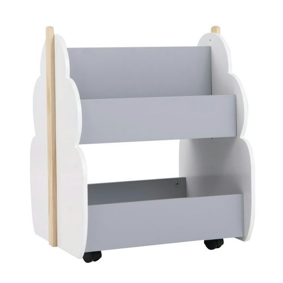 YYAo Kids Book Rack Storage Bookshelf, Toy Storage Organizer Bookshelf,Kids Wooden Bookshelf with Universal Wheels-Gray