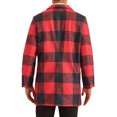thumbnail image 3 of Lars Amadeus Plaid Overcoat for Men's Notch Lapel Color Block Formal Checked Coat, 3 of 5