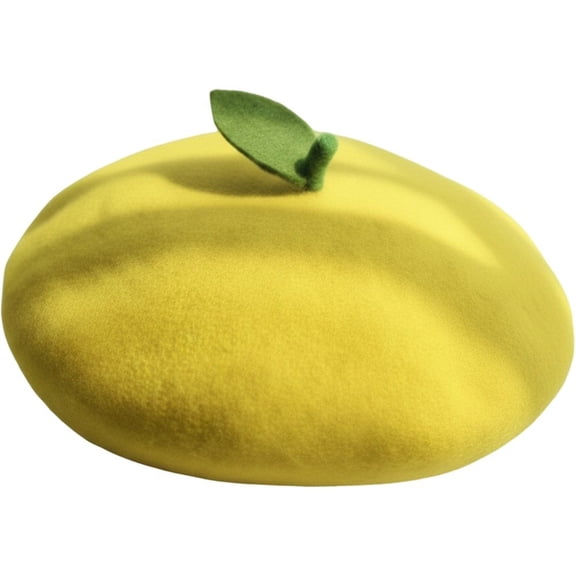 Jiibva Handmade Kawaii Beret Cartoon Beret Hat Green Leaves Fruit Berets French Style Beret Hats Cute Fruit Painter Hat Lolita Mori Cap for Women