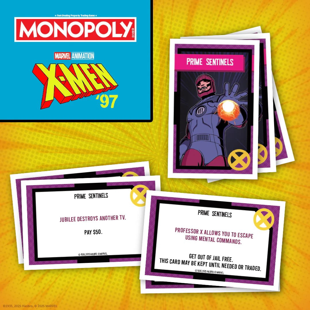 Monopoly: X-Men '97 Edition Board Game, Buy, Sell, Trade Iconic Mutants Like Wolverine, Magneto, Rogue & More, Featuring 6 Custom X-Men Themed Tokens, Officially Licensed Merchandise and Collectible