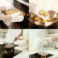 thumbnail image 2 of Unique Bargains 2pcs Soft Silicone and Cotton Heat-Resistant Oven Mitts Beige 11.2" x 7.7", 2 of 7