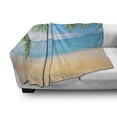 thumbnail image 3 of Beach Soft Flannel Fleece Throw Blanket, Exotic Lagoon Sand Ocean Paradise Picture Thailand Nature Picture, Cozy Plush for Indoor and Outdoor Use, 50" x 60", Sand Brown Sky Blue, by Ambesonne, 3 of 6