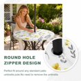 thumbnail image 4 of Round Outdoor Tablecloth with Umbrella Hole and Zipper, Yellow Spring Floral Tablecloth with Elastic Waterproof, Flowers Botanical Elegant Pastoral Patio Table Covers for 31" - 35" Pool Tables, 4 of 9