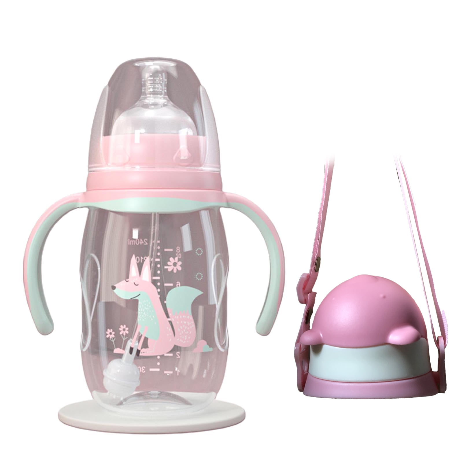 Baby Products Online - Baby Feeding Bottle Kids Cup Silicone Kids Sips  Leakable Drinking Cups Cartoon Baby Straw Handle Wheat-straw drinking  utensils - Kideno