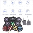 thumbnail image 4 of Juego de BateríA EléCtrica, BateríA ElectróNica Plegable de Silicona de 9 Almohadillas con Conector para Auriculares, Altavoz Integrado, Pedales,, 4 of 5