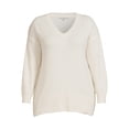 thumbnail image 4 of Heart N' Crush Women's Plus Size V Neck Dropped Shoulder Sweater with Metallic Trim, 4 of 5