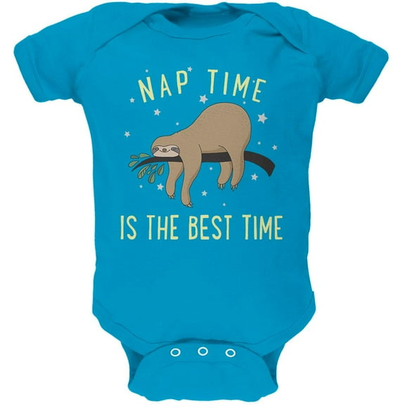 Sloth Nap Time Is The Best Soft Baby One Piece Turquoise 12-18 M