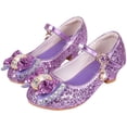 thumbnail image 5 of Quealent Girls Dress Shoes Wedding Party Heel Mary Jane Princess Flower Shoes (Toddler/Little Kid/Big Kid) Purple for Size 12.5, 5 of 6