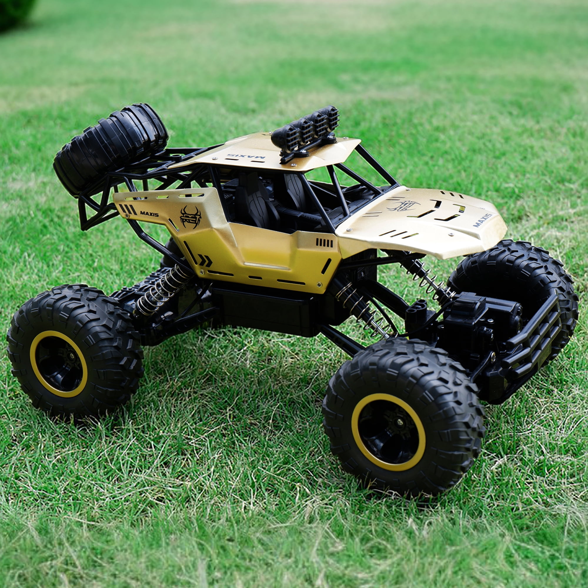 Wisairt 1:12 Large RC Cars, 4WD Large Remote Control Monster Truck 2.4 GHz Alloy RC Cars for Kids Adults Aged 6 + Birthday Gifts (Gold)