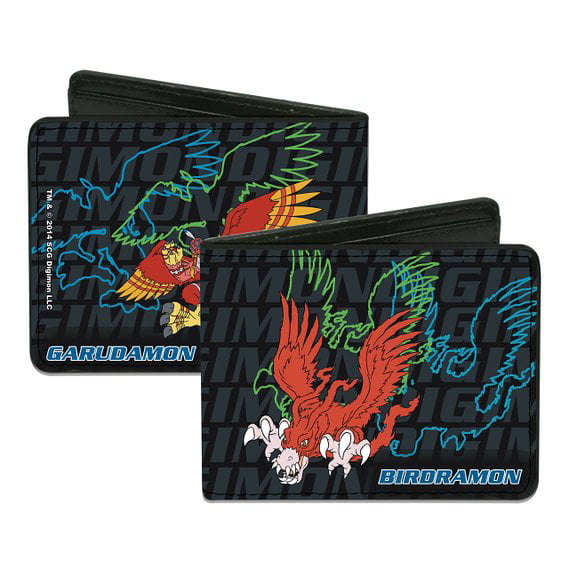 Bi-Fold Wallet Digimon BIRDRAMON & GARUDAMON w/Neon Outlines 