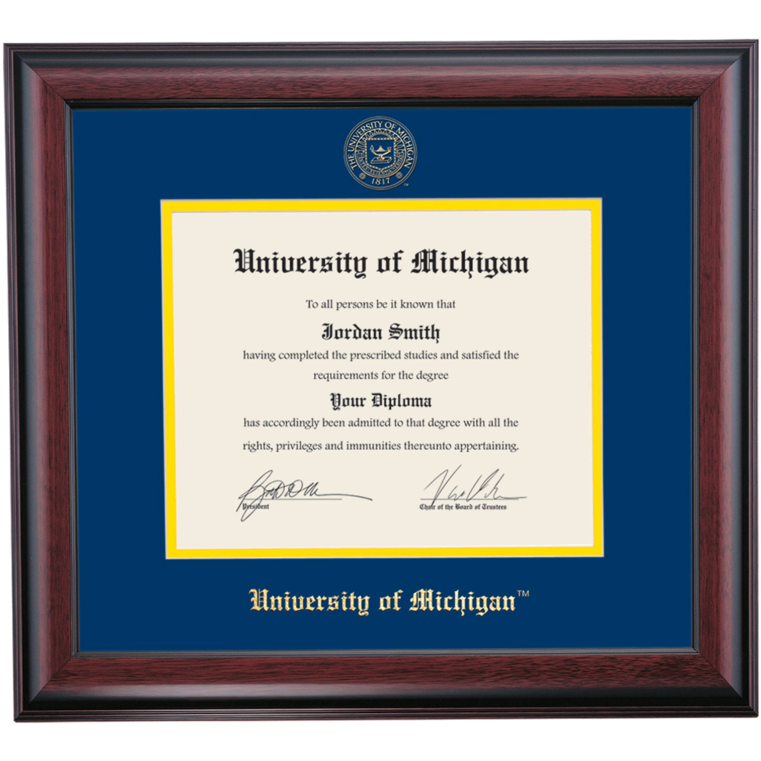 Michigan Frame Dawn Diploma Frame for University of Michigan UMich, 19