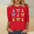 thumbnail image 2 of cllios T-Shirts à Manches 3/4 pour Femmes Joyeuses Pâques T-Shirts Femmes Imprimé Lapin Coloré T-Shirts Légers Col Rond Blouses Tenues de Fête d'Été, 2 of 6