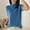 Blue-1, variant on Women's Neck Tops Solid Color Short Sleeve Slim Fit Basic Tee Shirts Fashion Holiday Casual Blouses
