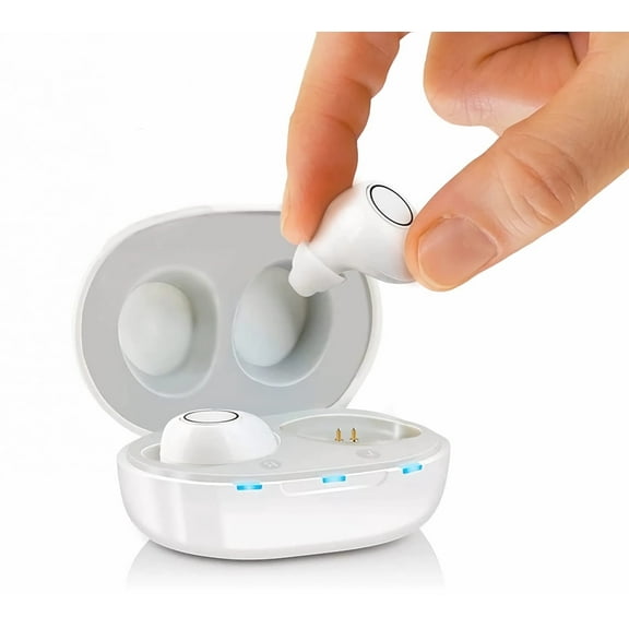 Jinghao Personal Sound Amplifier Product  for Ears for Seniors Adults with Rechargeable Charging Box White