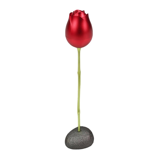 1Set Metal Simulated Rose Ring Box Artificial Flower Decor Festival Gift Red