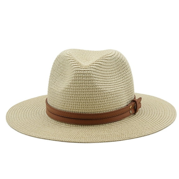 Stylish Sun Hats for Women Men Wide Brim Leather Strap Design Breathable Fedora Beach Cap for Outdoor Adventures and Casual Wear