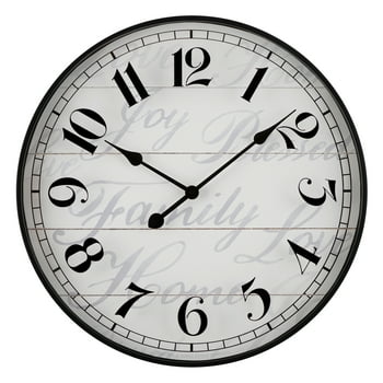 Mainstays 20" Black Indoor Round Modern Farmhouse Analog Wall Clock with Arabic Numbers