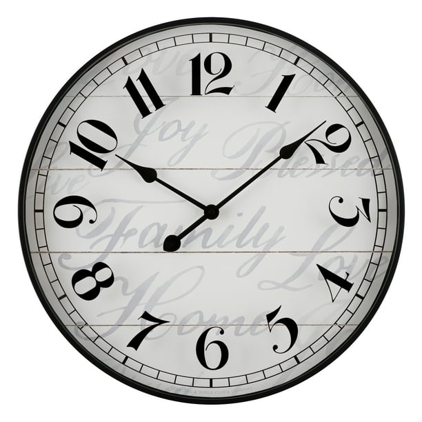 Mainstays 20 Black Og Round Modern Farmhouse Wall Clock 59821 Com - 20 Wall Clock With Second Hand