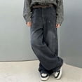 thumbnail image 4 of Crunowin Girls Denim Pants, With Pockets Loose Multiple Pockets Vintage Straight Leg Jeans Size 10, 4 of 9