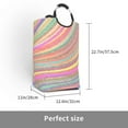thumbnail image 3 of Waterproof Collapsible Laundry Hamper, Rainbow Line Art Aluminum Handle Laundry Bag Storage Basket, 50L, 3 of 6