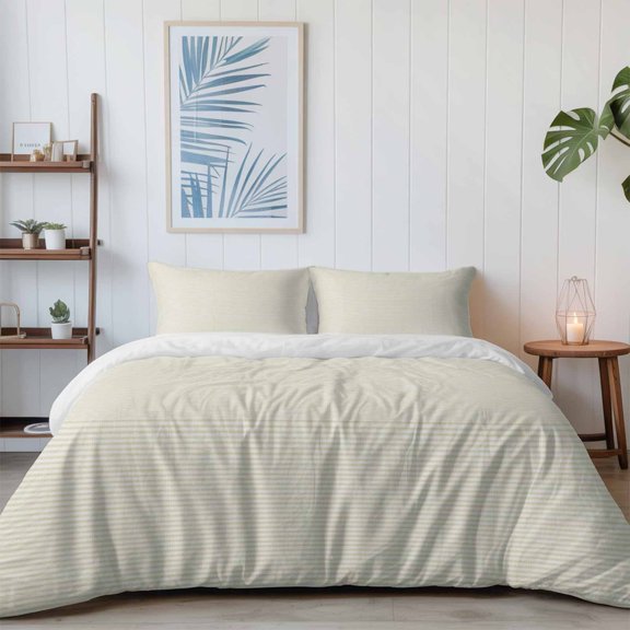 Beige Stripes Seamless California King Size Bed Set,Modern Minimalist Art Bedding for All Seasons,4 Pcs Bed Set with 1 Quiltcover (96"x104"),1 Sheet (110"x98"),2 Pillowcases (20"x36")