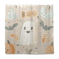 Yayeee Shower Curtain with Hooks 72"x72" Waterproof Fabric Bathroom Hanging Decor, Halloween Ghosts