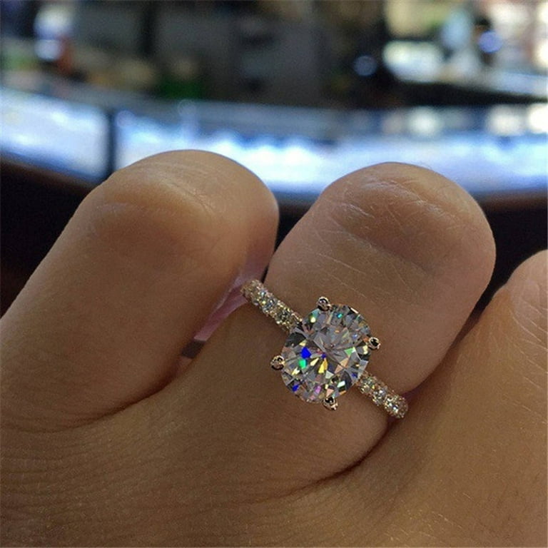 2 Carat Oval Diamond Imitation Gem Engagement Ring Size 5