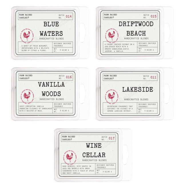 Velas levantadas de verano con cera de soja Melts Farm, paquete de 5, 480 ml