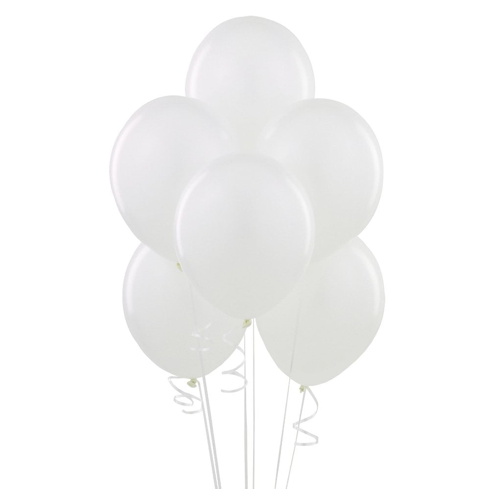 Unique Industries Latex 12' White Solid Print Birthday Balloons, 10 Count