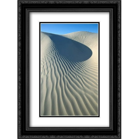 Wind patterns in sand dunes, Magdalena Island, Baja California, Mexico 2x Matted 18x24 Black Ornate Framed Art Print by De Roy,