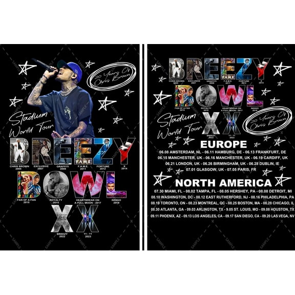Chris Brown Breezy Bowl XX Tour 2 sided , Chris Brown Album