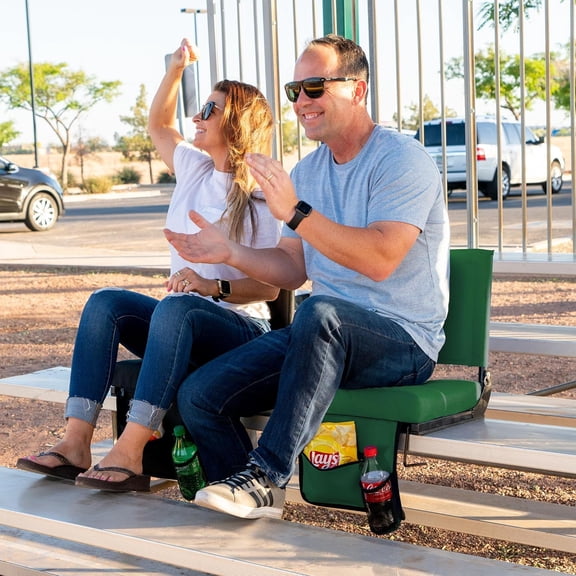 Brawntide Compact Stadium Seat - Green, Large, with Padded Shoulder Strap and Storage Pockets