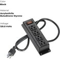 thumbnail image 3 of Wall Mount Power Outlet Strip, 4 Outlet Mountable Power Strip with Switch, 3ft Cord Under Desk Power Strip for Office/Industrial/Home, Flat Plug, Black, 3 of 4