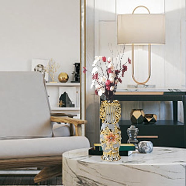 DECHOUS Vase De Fleurs En Céramique Dorée Pour Centre De Table De Mariage, Vase Décoratif Pour La Maison, Le Salon, Le Bureau Doré